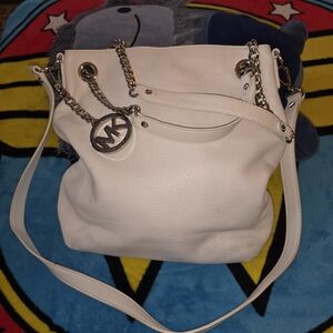 Michael Kors White Leather Shoulder Bag